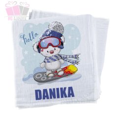 egyedi mintas neves feliratos textilpelenka kifogó baba szuletes born baby allat medve maci bear