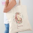 unikornis arc egyszarvu egyedi minta vászonszatyor vásárlás táska fényképes egyedi neves ajandek