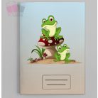 béka mintás füzetborító egyedi neves feliratos iskola suli osztaly cartoon rajzfilm frog állatos