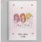 3 barátnő mintás füzetborító egyedi neves feliratos iskola suli osztaly girl lányos