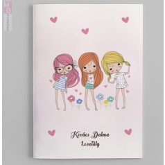 3 barátnő mintás füzetborító egyedi neves feliratos iskola suli osztaly girl lányos