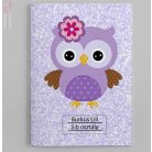 Lila bagoly mintásegyedi feliratos neves baglyos bagoly lila virag owl cartoon mese füzetborító also
