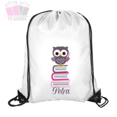 fuzet kony iskola borito suli egyedi baglyos allatos kutyas cicas lila dog cat school animals