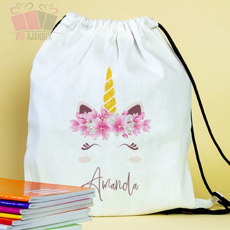 Unikornis egyedi neves füzetborító pink iskola suli cartoon rajzfilm egyszarvú