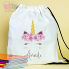 Unikornisos egyedi neves tornazsák iskola sport unikornis rajzfilm cartoon egyszarvú