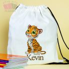 Tigris mintás egyedi neves tornazsák füzetboritó school sport cuki tigger mese kisfiú kislány