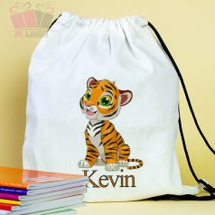 Tigris mintás egyedi neves tornazsák füzetboritó school sport cuki tigger mese kisfiú kislány