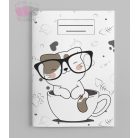 Cica bögrében mintás füzetborító egyedi neves feliratos iskola papir nylon osztály macska cat