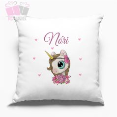 Díszpárna napszemüveges unikornissal, névvel