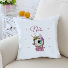 Díszpárna napszemüveges unikornissal, névvel