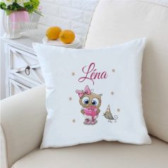 Bagoly mintás születésnapos egyedi neves díszpárna