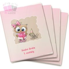 Kislány baglyos egyedi neves tornazsák iskola füzetrboritó school sport cuki 