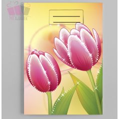 tulipános füzetborító egyedi neves feliratos iskola suli osztaly virágos flower természet