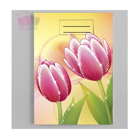 tulipános füzetborító egyedi neves feliratos iskola suli osztaly virágos flower természet