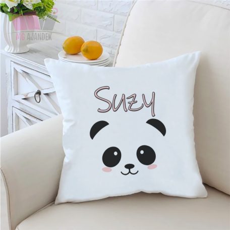 Díszpárna cuki panda mintával, névvel egyedi neves ajandek pandas macis pillow animals allatos