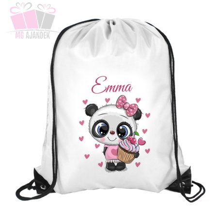 Pandalány muffinnal- füzetborító egyedi neves iskola school lany fiu ajandek