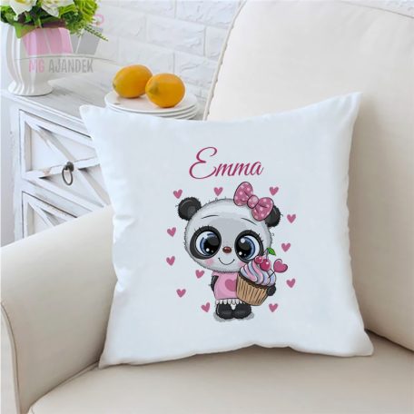 Panda mintás díszpárna saját névvel