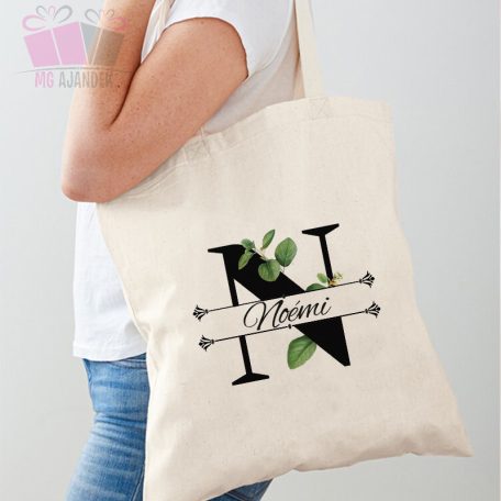 egyedi neves betűs feliratos virag mintas flower alphabet monogram minta kisvakond vászonszatyor vásárlás táska fényképes