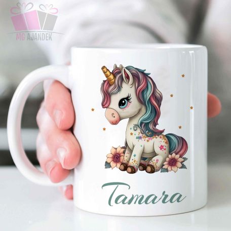 egyedi neves unicorn white mug bogre unikornis szivarvany horse polo body