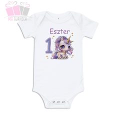 egyedi-neves-feliratos-egyszarvú-mintás-szülinapi-body-gyermek-póló-mese rajzfilm állatos animal birthday tshirt unicorn