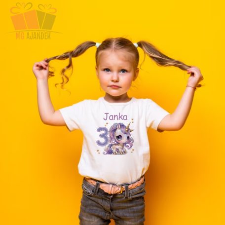 egyedi-neves-feliratos-egyszarvú-mintás-szülinapi-body-gyermek-póló-mese rajzfilm állatos animal birthday tshirt unicorn