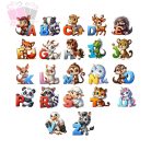 egyedi-neves állatos gyerek kerámia fehér bögre monogramos alphabet animal white mug for kids feliratos ajándék
