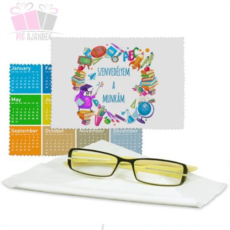 egyedi fényképes ajándék feliratos szemüvegtölrő kendő pedagogus nap szeretet tanár suli iskola