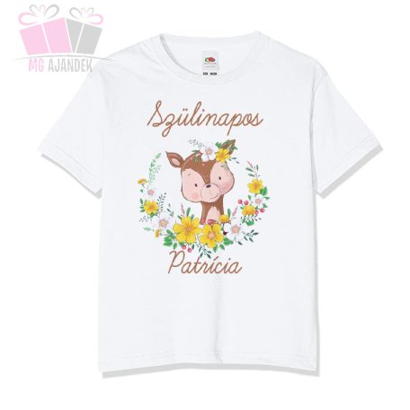 egyedi-neves-szülinapi őzikés állatos virágos csajos body birthday-ajándek roe bambi animals