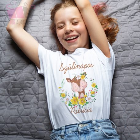 egyedi-neves-szülinapi őzikés állatos virágos csajos body birthday-ajándek roe bambi animals