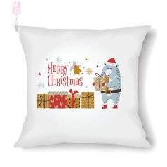 Karácsonyi díszpárna- medve mintás