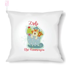 Karácsonyi díszpárna- nyuszi mintás