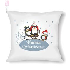 Karácsonyi díszpárna- pingvin mintás