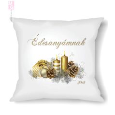 Karácsonyi díszpárna-arany ezüst minta szöveggel